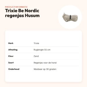 Trixie Be Nordic regenjas Husum zand 55 cm – met col en buikflap – productinformatie