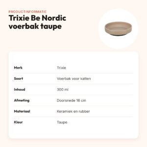Trixie Be Nordic voerbak kat keramiek/rubber taupe 300 ml 16 cm – productinformatie