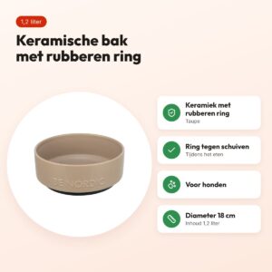 Trixie Be Nordic voerbak keramiek/rubber taupe 1,2 liter 18 cm – voordelen