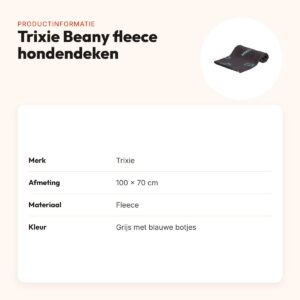 Trixie Beany fleece hondendeken grijs 100 x 70 cm – met botjes – productinformatie