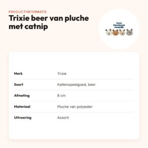 Trixie beer van pluche met catnip 8 cm – kattenspeelgoed, assorti – productinformatie