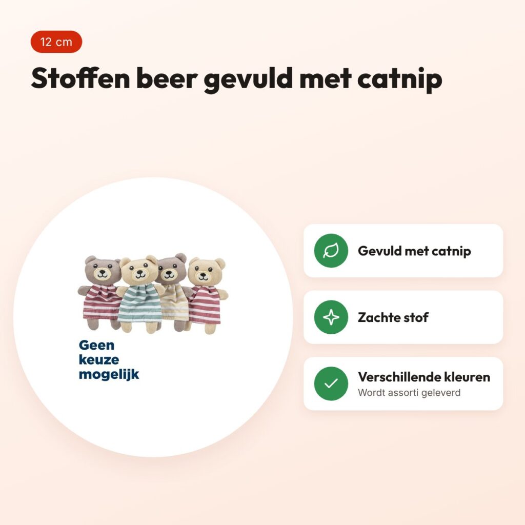 Trixie beer van stof met catnip 12 cm – kattenspeelgoed, assorti – voordelen