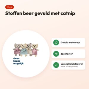 Trixie beer van stof met catnip 12 cm – kattenspeelgoed, assorti – voordelen