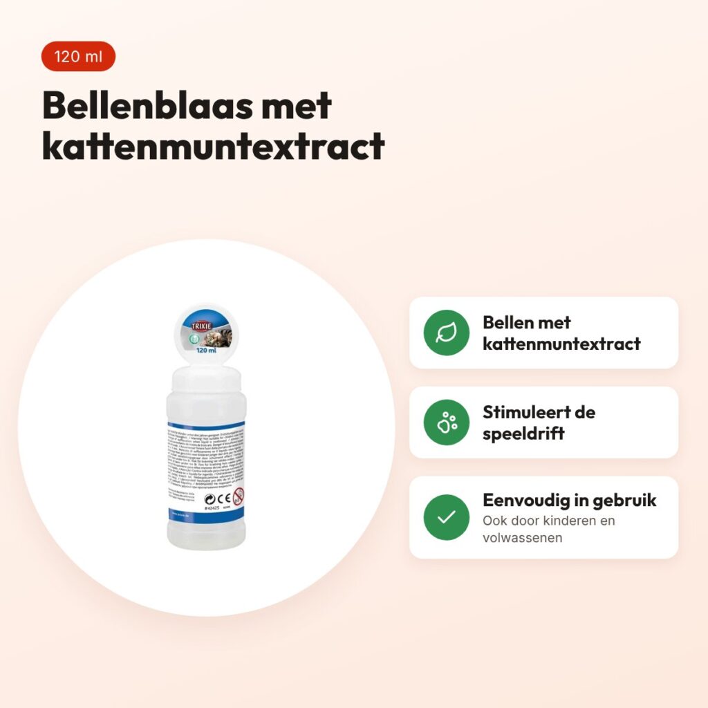 Trixie bellenblaas met catnip voor katten 120 ml – kattenmuntextract – voordelen