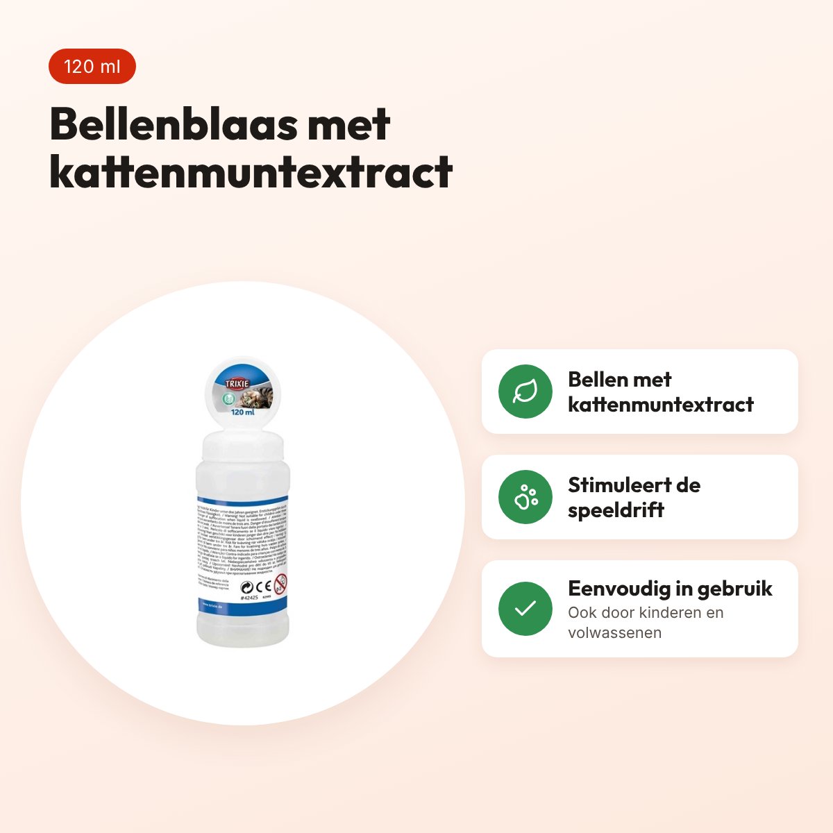 Trixie bellenblaas met catnip voor katten 120 ml – kattenmuntextract – voordelen
