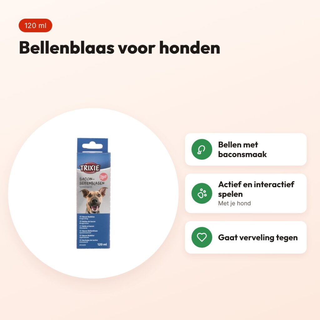 Trixie bellenblaas voor honden met baconsmaak 120 ml – voordelen