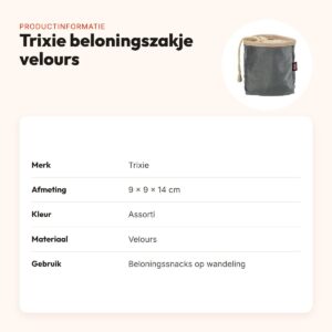 Trixie beloningszakje velours assorti 9 x 9 x 14 cm – met trekkoord – productinformatie