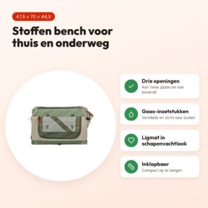 Trixie bench Comfy stof olijfgroen/beige 47,5 x 70 x 44,5 cm – reismand – voordelen