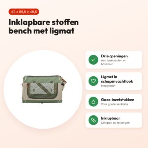 Trixie bench Comfy stof olijfgroen/beige 52 x 85,5 x 49,5 cm – reismand – voordelen