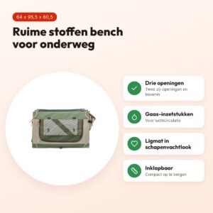Trixie bench Comfy stof olijfgroen/beige 64 x 95,5 x 60,5 cm – reismand – voordelen