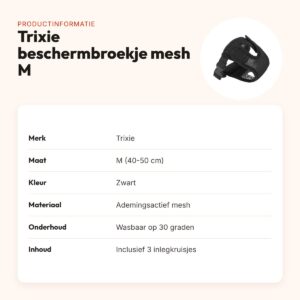 Trixie beschermbroekje Comfort mesh zwart M 40-50 cm – verstelbaar – productinformatie