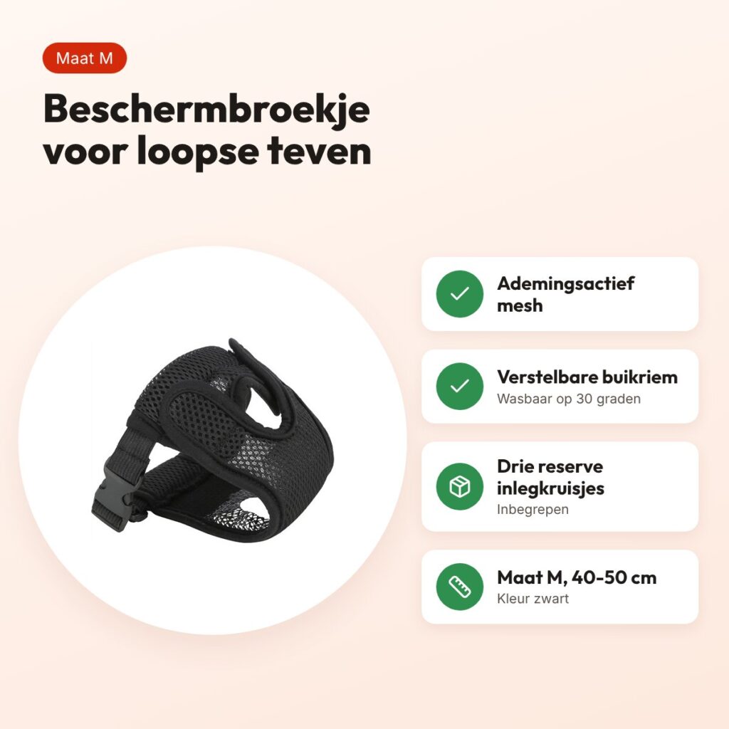 Trixie beschermbroekje Comfort mesh zwart M 40-50 cm – verstelbaar – voordelen