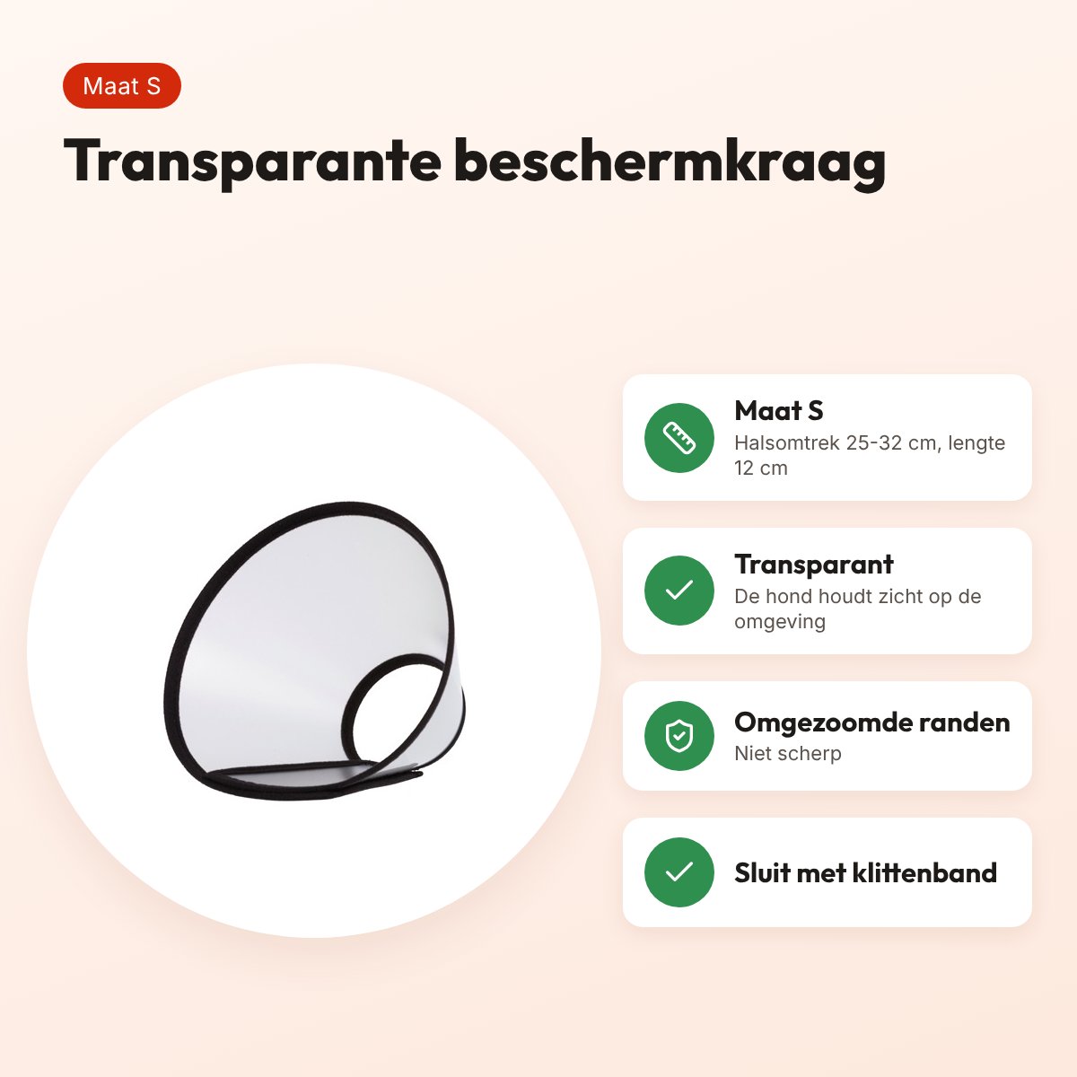 Trixie beschermkraag kunststof met klittenband S 25-32 x 12 cm – voordelen