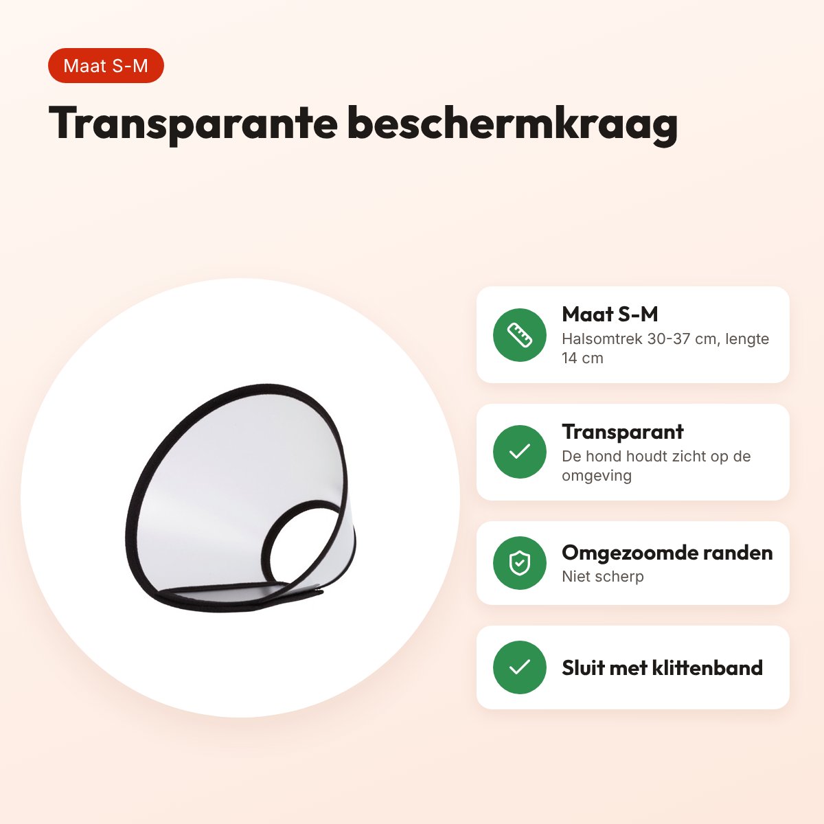 Trixie beschermkraag kunststof met klittenband S-M 30-37 x 14 cm – voordelen