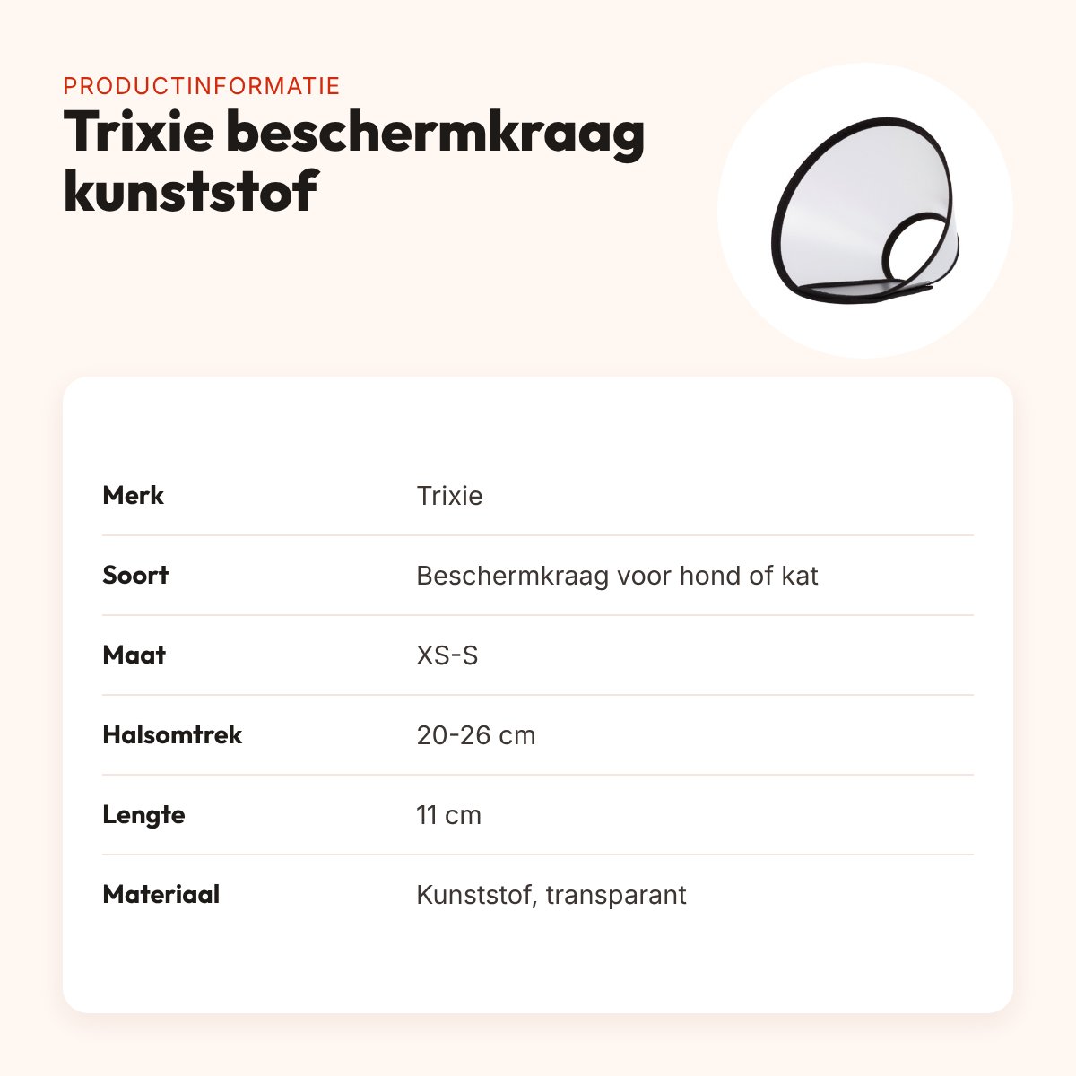 Trixie beschermkraag kunststof met klittenband XS-S 20-26 x 11 cm – productinformatie