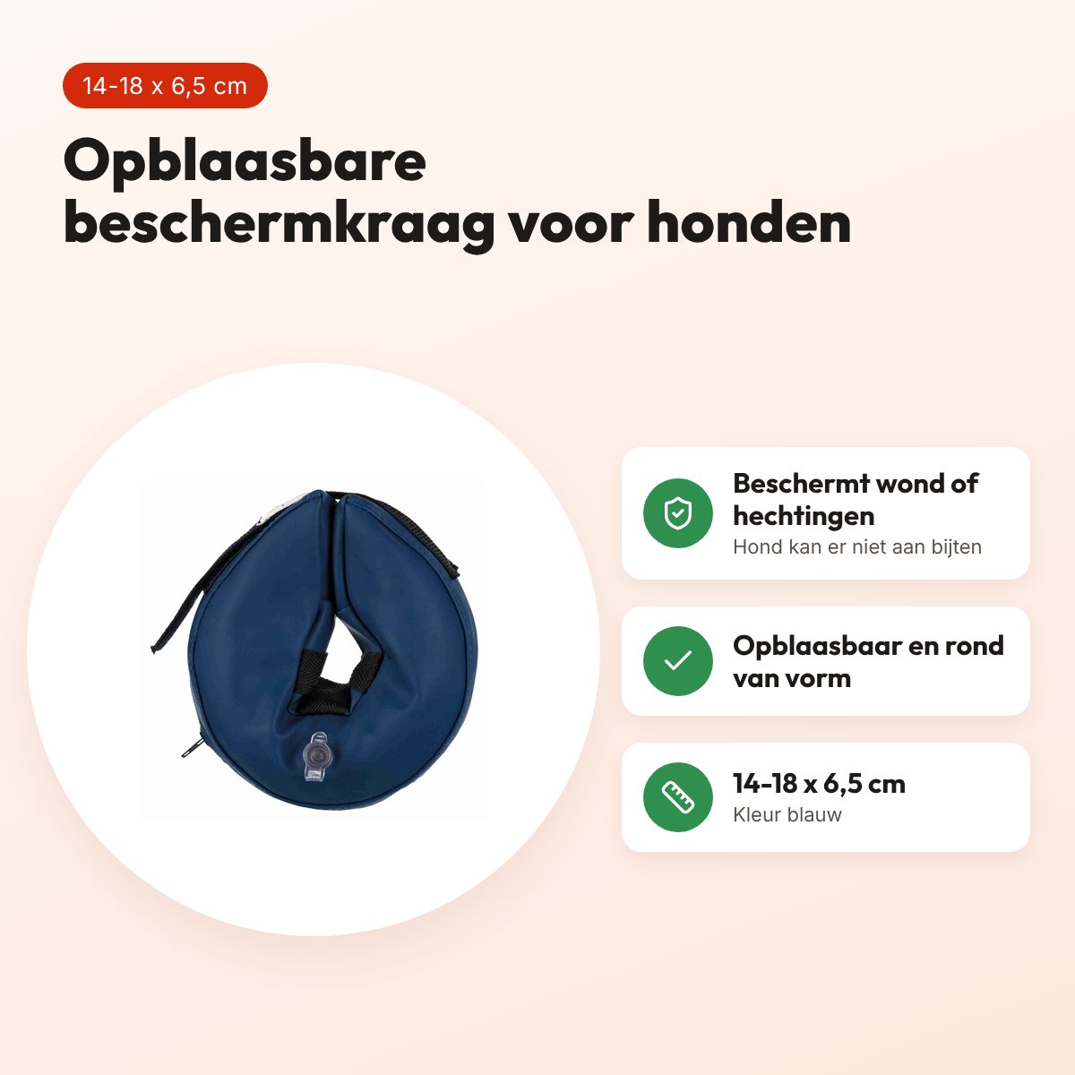Trixie beschermkraag opblaasbaar blauw 14-18 x 6,5 cm – hond – voordelen