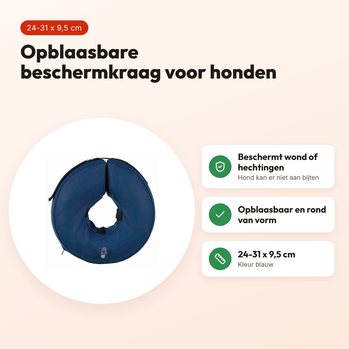Trixie beschermkraag opblaasbaar blauw 24-31 x 9,5 cm – hond – voordelen