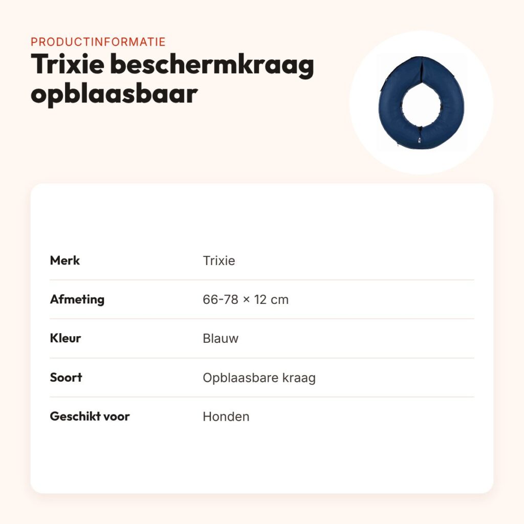 Trixie beschermkraag opblaasbaar blauw 66-78 x 12 cm – hond L-XL – productinformatie