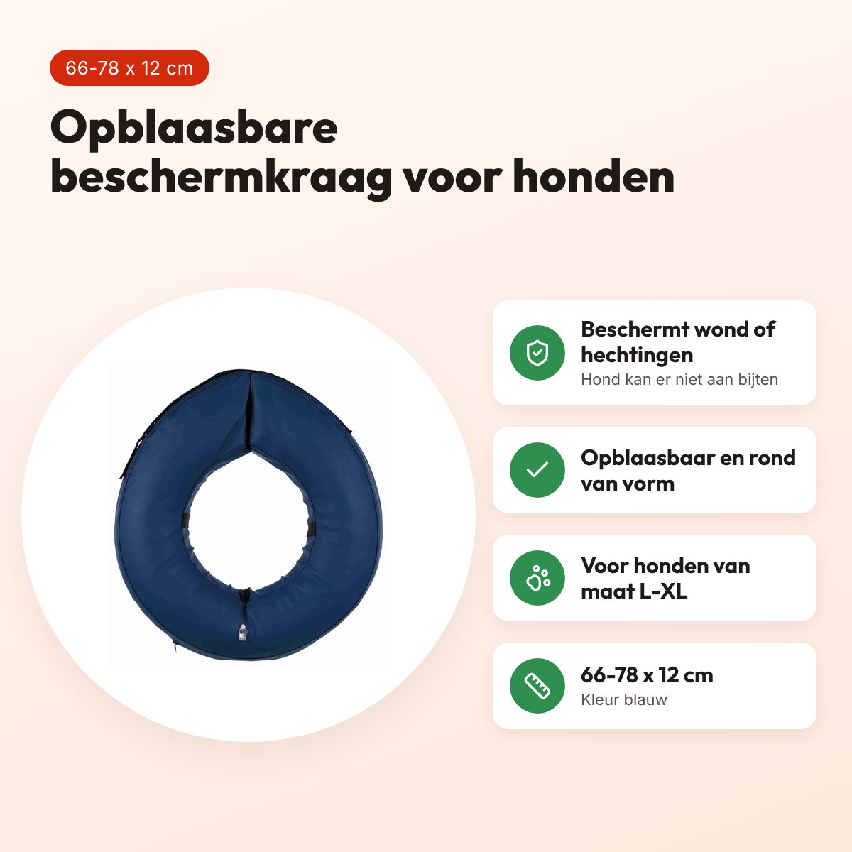 Trixie beschermkraag opblaasbaar blauw 66-78 x 12 cm – hond L-XL – voordelen