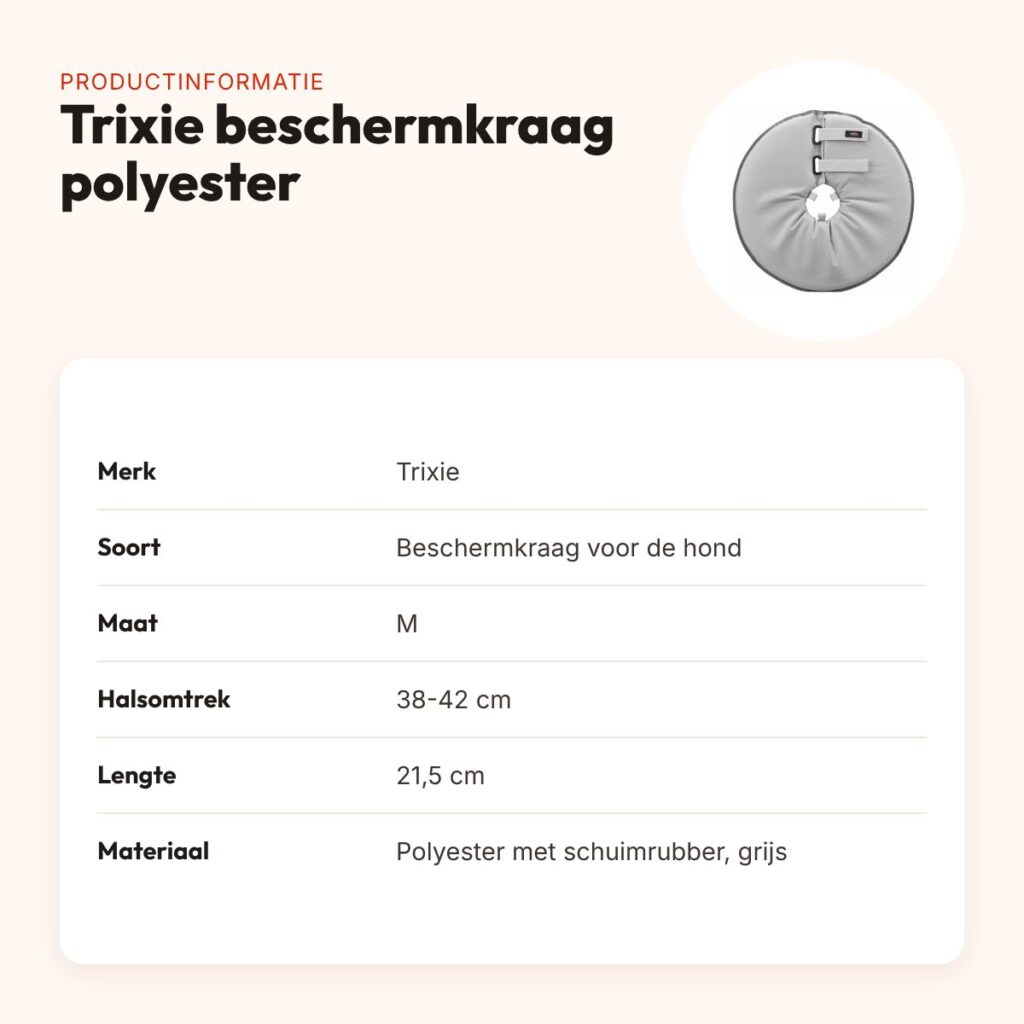 Trixie beschermkraag polyester/schuimrubber grijs M 38-42 x 21,5 cm – productinformatie