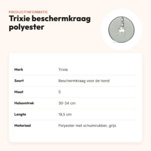 Trixie beschermkraag polyester/schuimrubber grijs S 30-34 x 19,5 cm – productinformatie