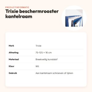 Trixie beschermrooster voor kantelraam wit 75-125 x 16 cm – uittrekbaar – productinformatie