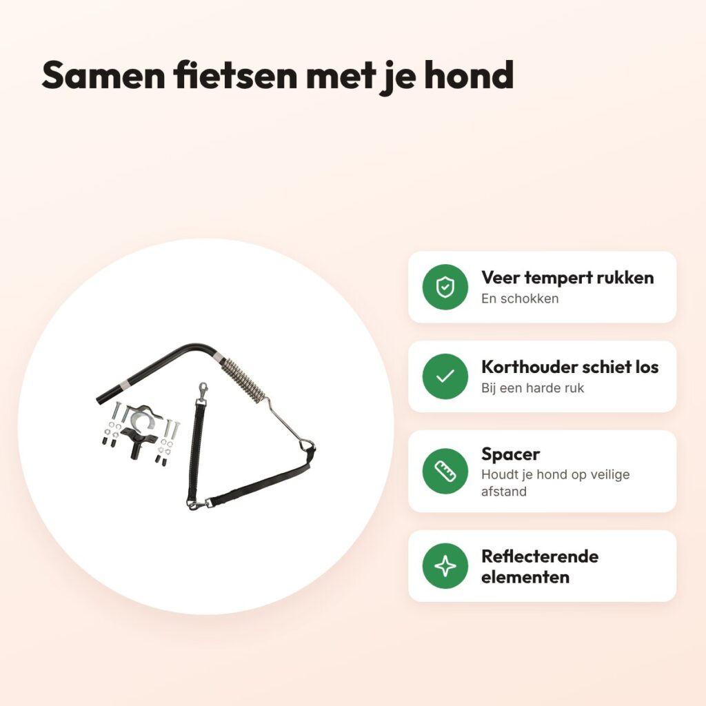 Trixie BikerSet fietsbeugel hond – met veer en afstandhouder – voordelen