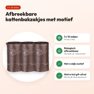 Trixie biologisch afbreekbare kattenbakzakjes met motief 3 x 10 stuks – voordelen