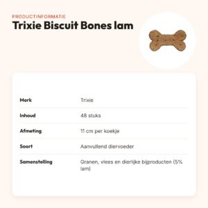 Trixie Biscuit Bones lam 11 cm – hondenkoekjes, 48 stuks – productinformatie