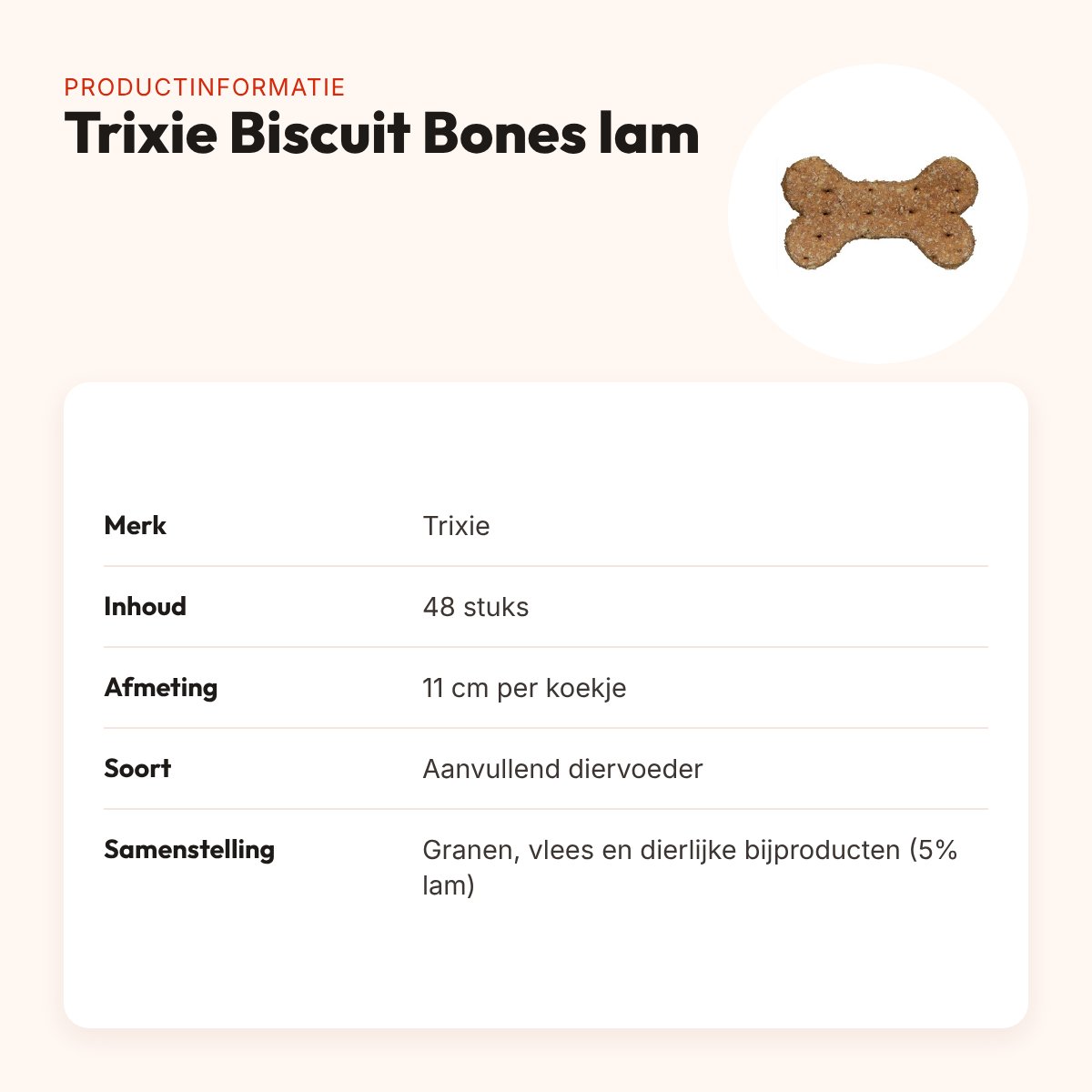 Trixie Biscuit Bones lam 11 cm – hondenkoekjes, 48 stuks – productinformatie