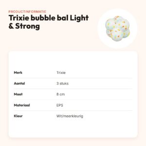 Trixie bubble bal Light & Strong EPS wit/meerkleurig 8 cm – 3 stuks – productinformatie