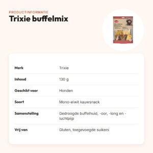 Trixie buffelmix 130 g – mono-eiwit kauwsnack voor honden – productinformatie