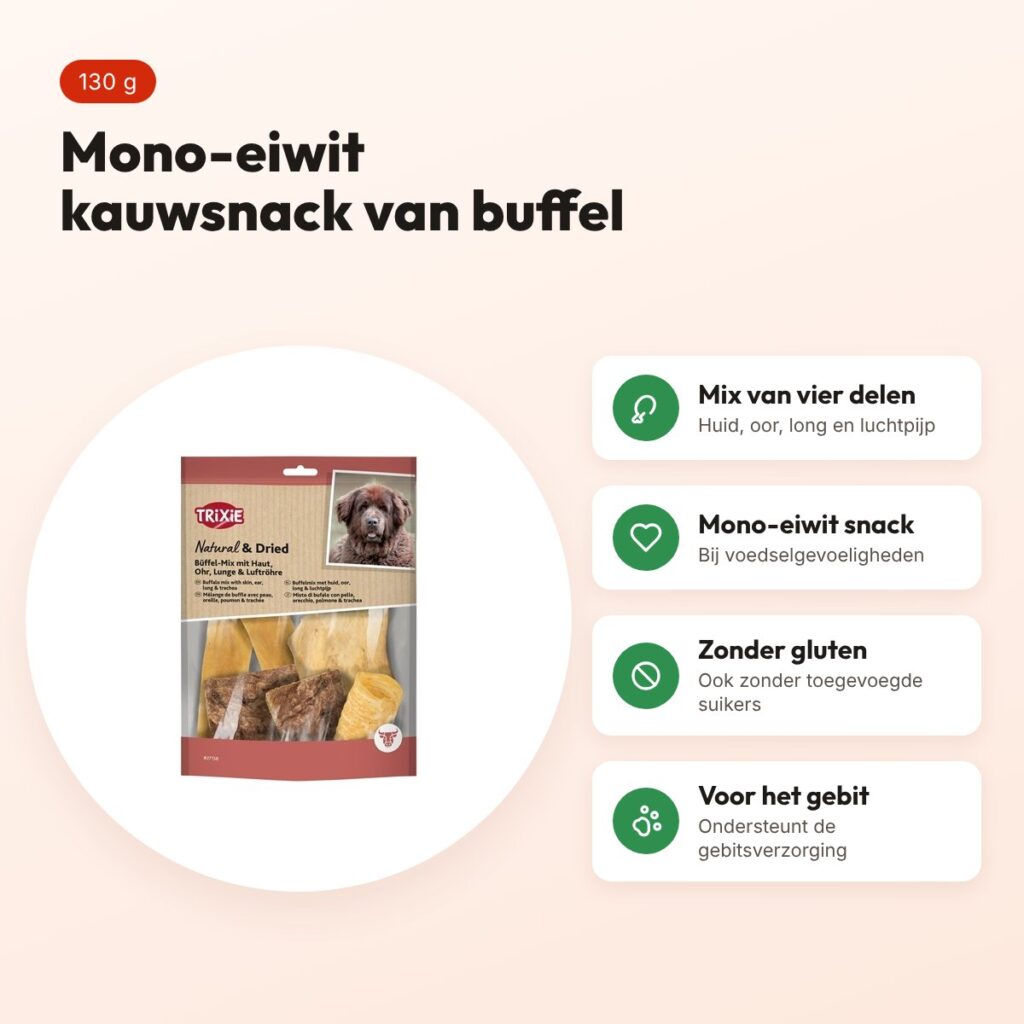 Trixie buffelmix 130 g – mono-eiwit kauwsnack voor honden – voordelen