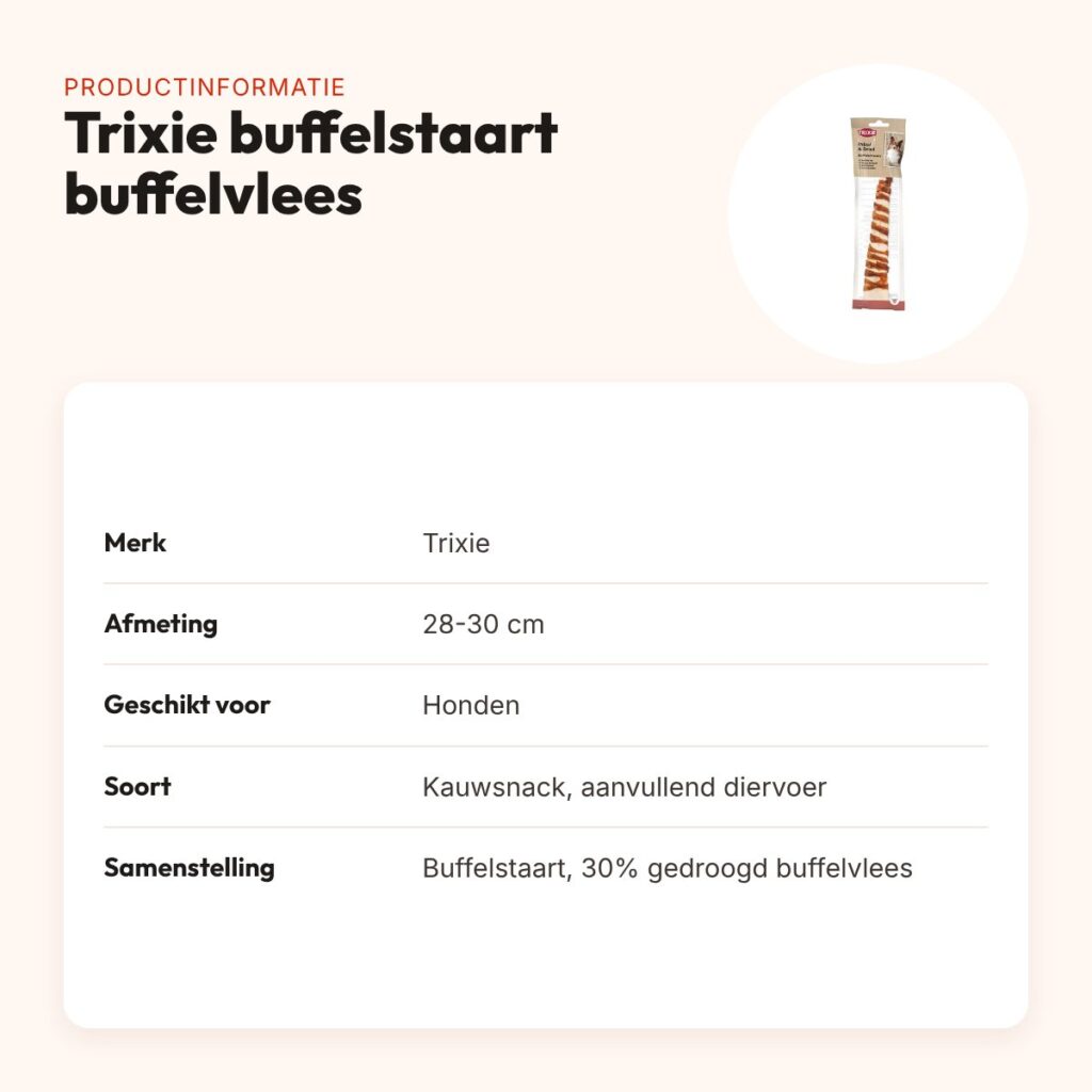Trixie buffelstaart met buffelvlees 28-30 cm – kauwsnack voor honden – productinformatie