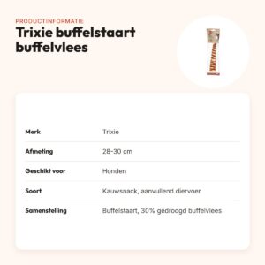 Trixie buffelstaart met buffelvlees 28-30 cm – kauwsnack voor honden – productinformatie