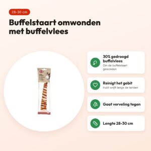 Trixie buffelstaart met buffelvlees 28-30 cm – kauwsnack voor honden – voordelen
