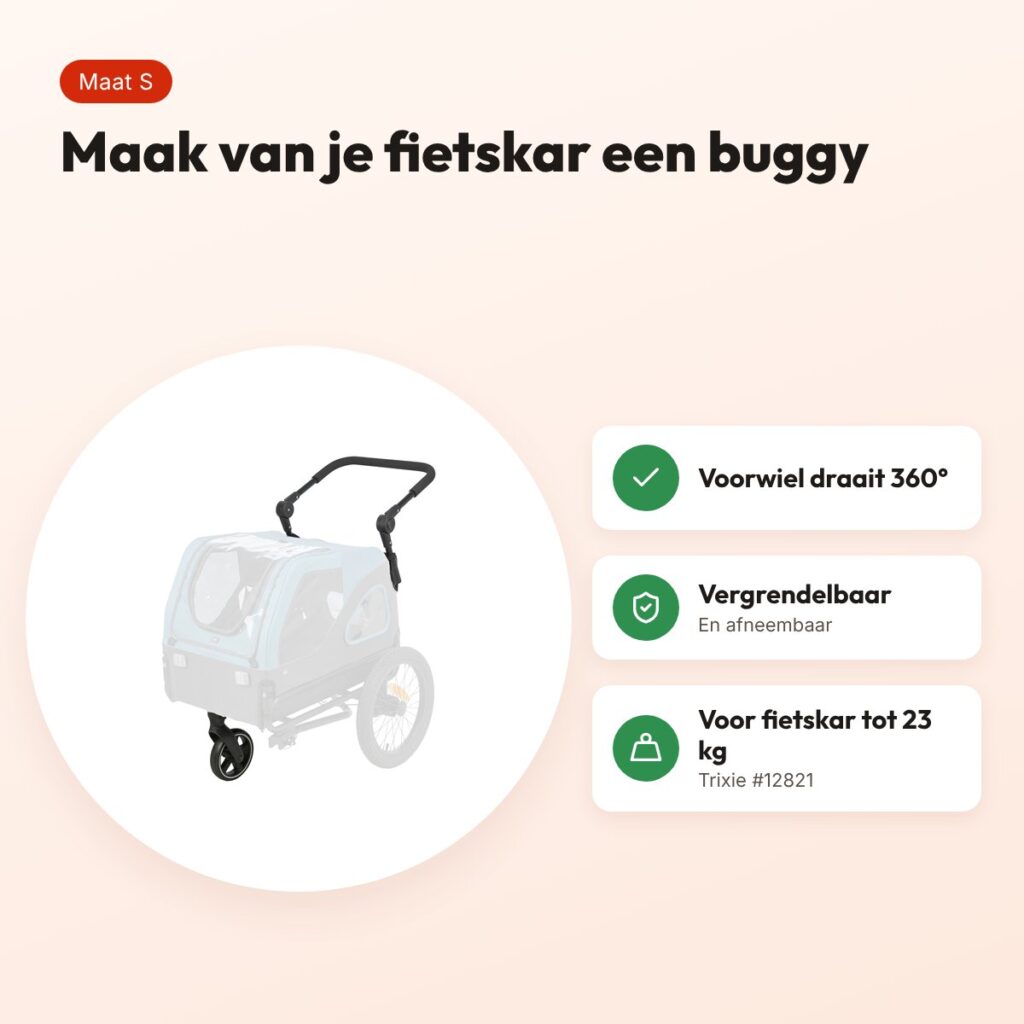 Trixie buggy-ombouwset fietskar #12821 maat S – tot 23 kg – voordelen