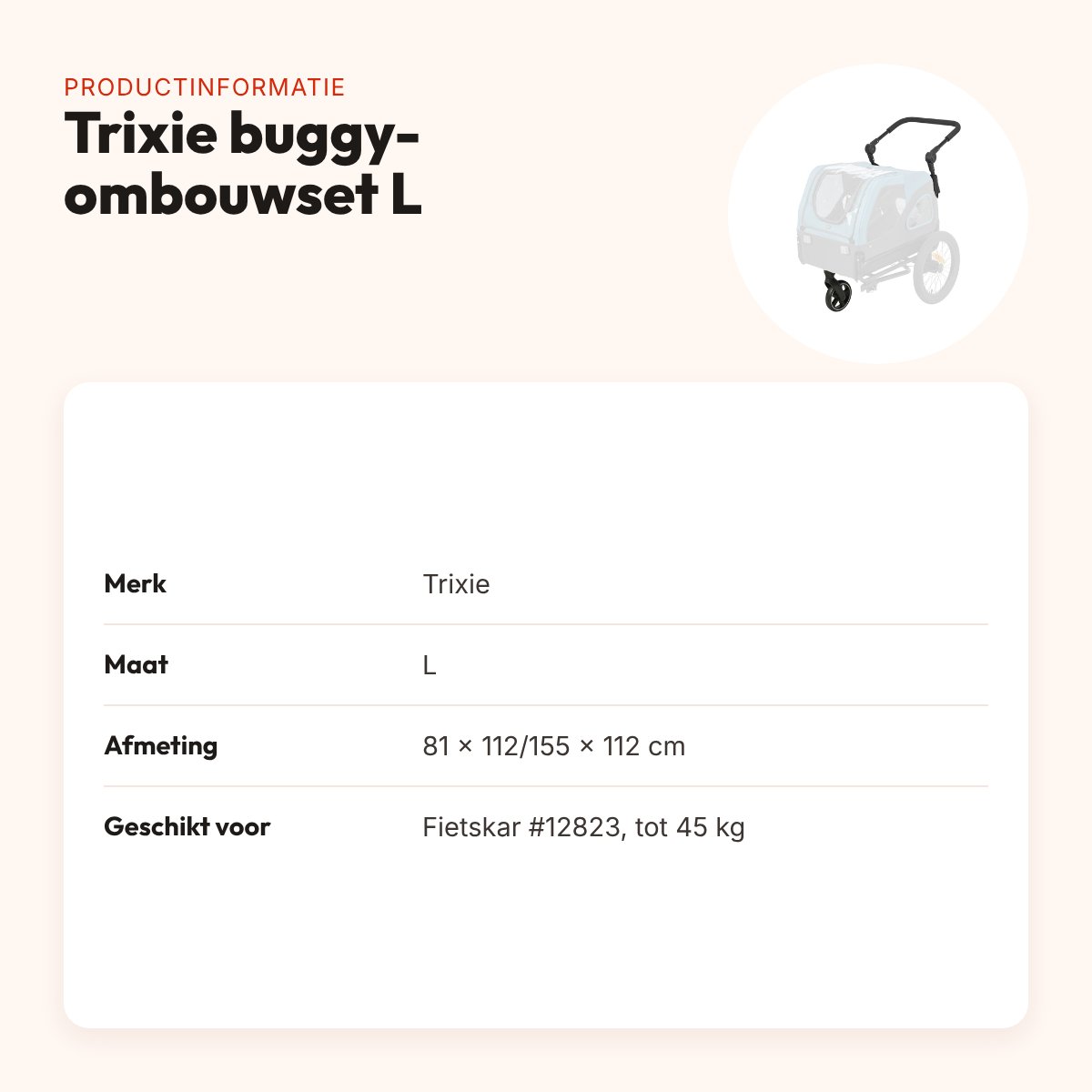 Trixie buggy-ombouwset fietskar #12823 maat L – tot 45 kg – productinformatie