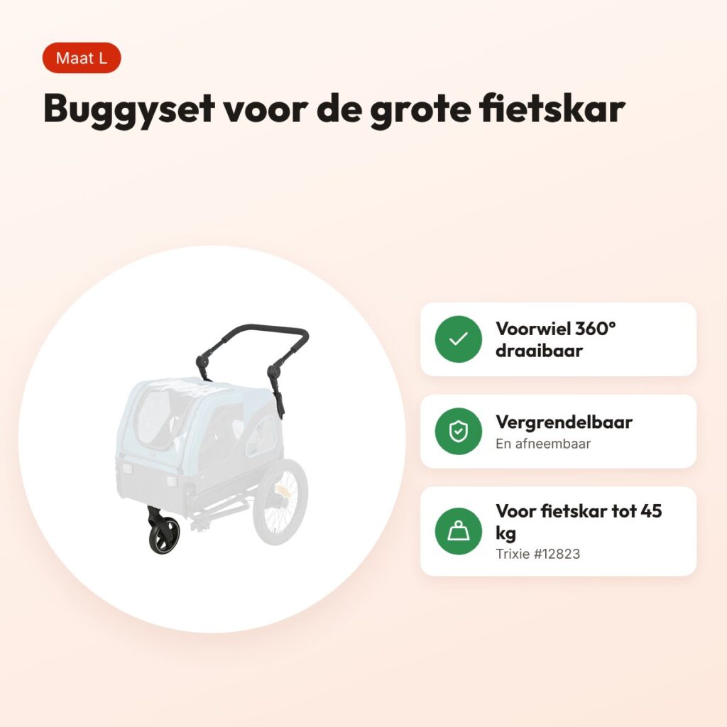 Trixie buggy-ombouwset fietskar #12823 maat L – tot 45 kg – voordelen