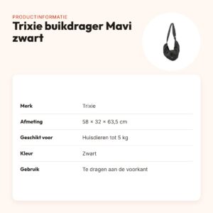 Trixie buikdrager Mavi zwart 58 x 32 x 63,5 cm – tot 5 kg – productinformatie
