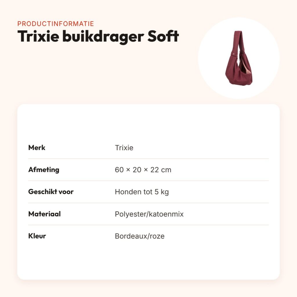 Trixie buikdrager Soft bordeaux/roze 60 x 20 x 22 cm – tot 5 kg – productinformatie