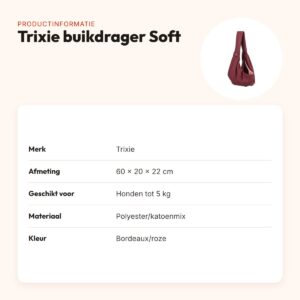 Trixie buikdrager Soft bordeaux/roze 60 x 20 x 22 cm – tot 5 kg – productinformatie