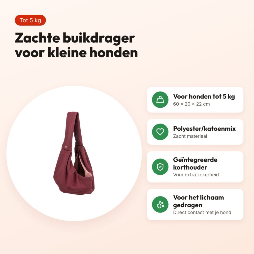 Trixie buikdrager Soft bordeaux/roze 60 x 20 x 22 cm – tot 5 kg – voordelen