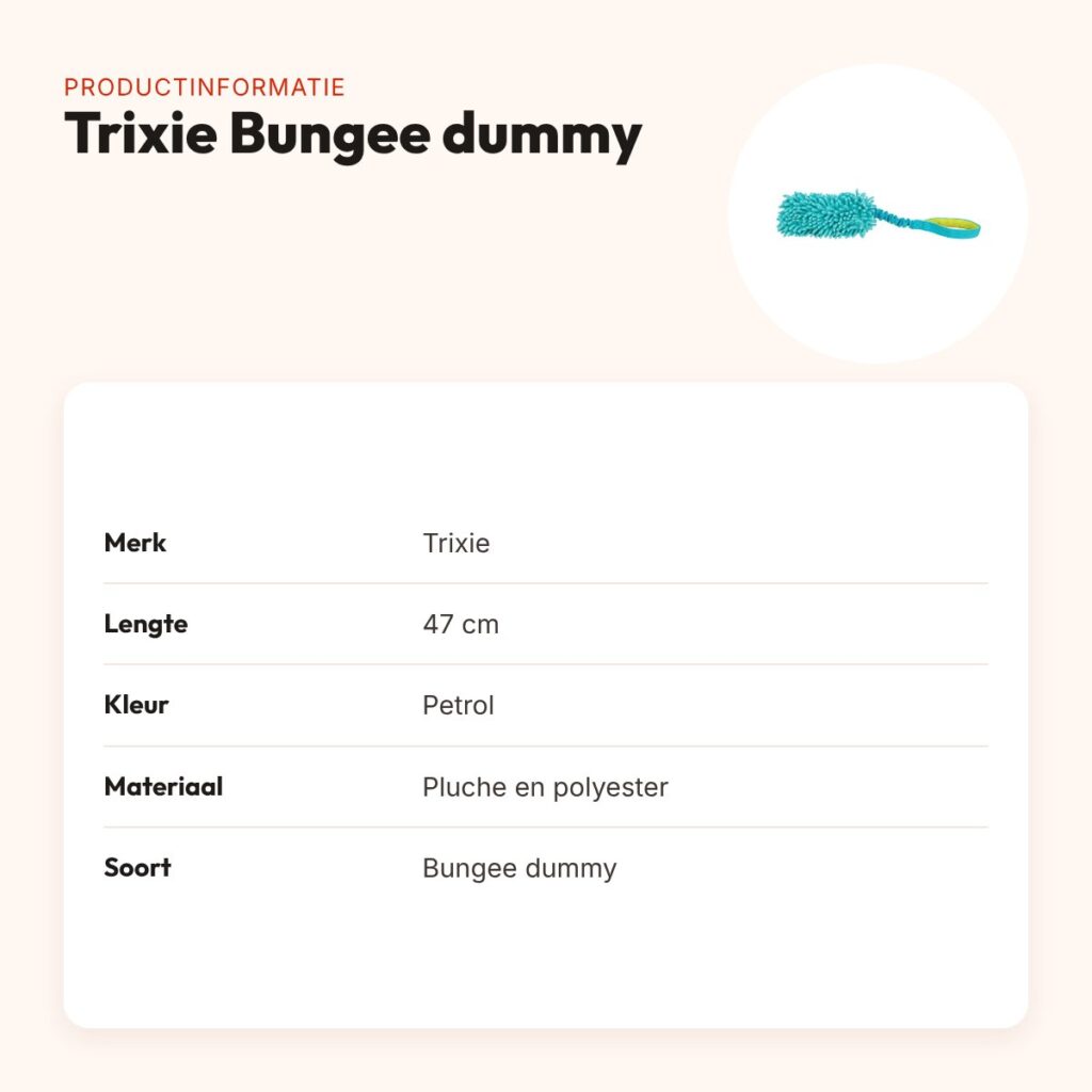 Trixie Bungee dummy polyester petrol 47 cm – zonder pieper – productinformatie