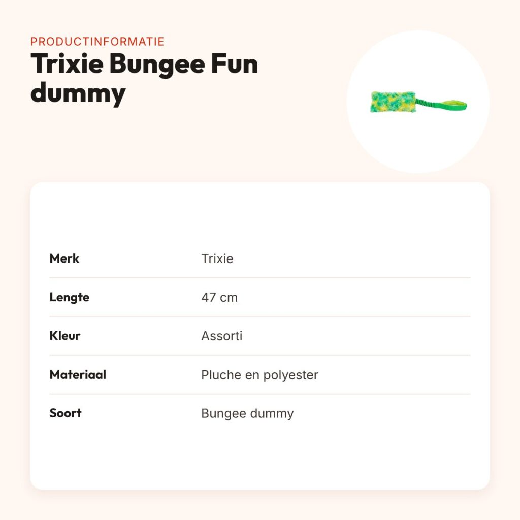 Trixie Bungee Fun dummy polyester assorti 47 cm – zonder pieper – productinformatie