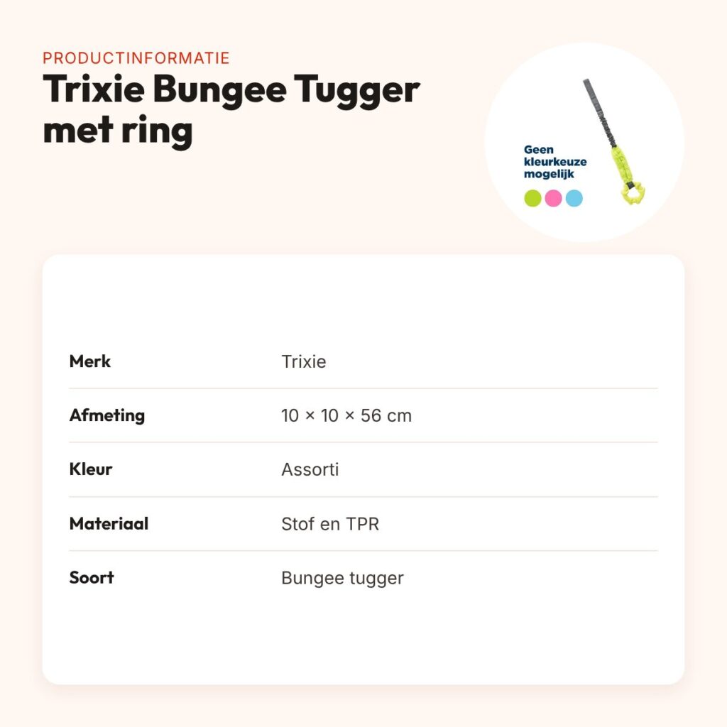 Trixie Bungee Tugger met ring assorti 10 x 10 x 56 cm – zonder pieper – productinformatie