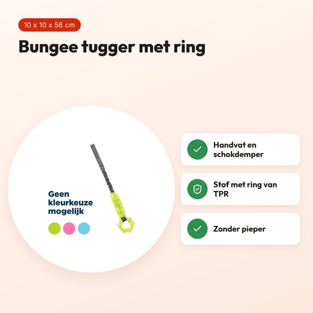 Trixie Bungee Tugger met ring assorti 10 x 10 x 56 cm – zonder pieper – voordelen
