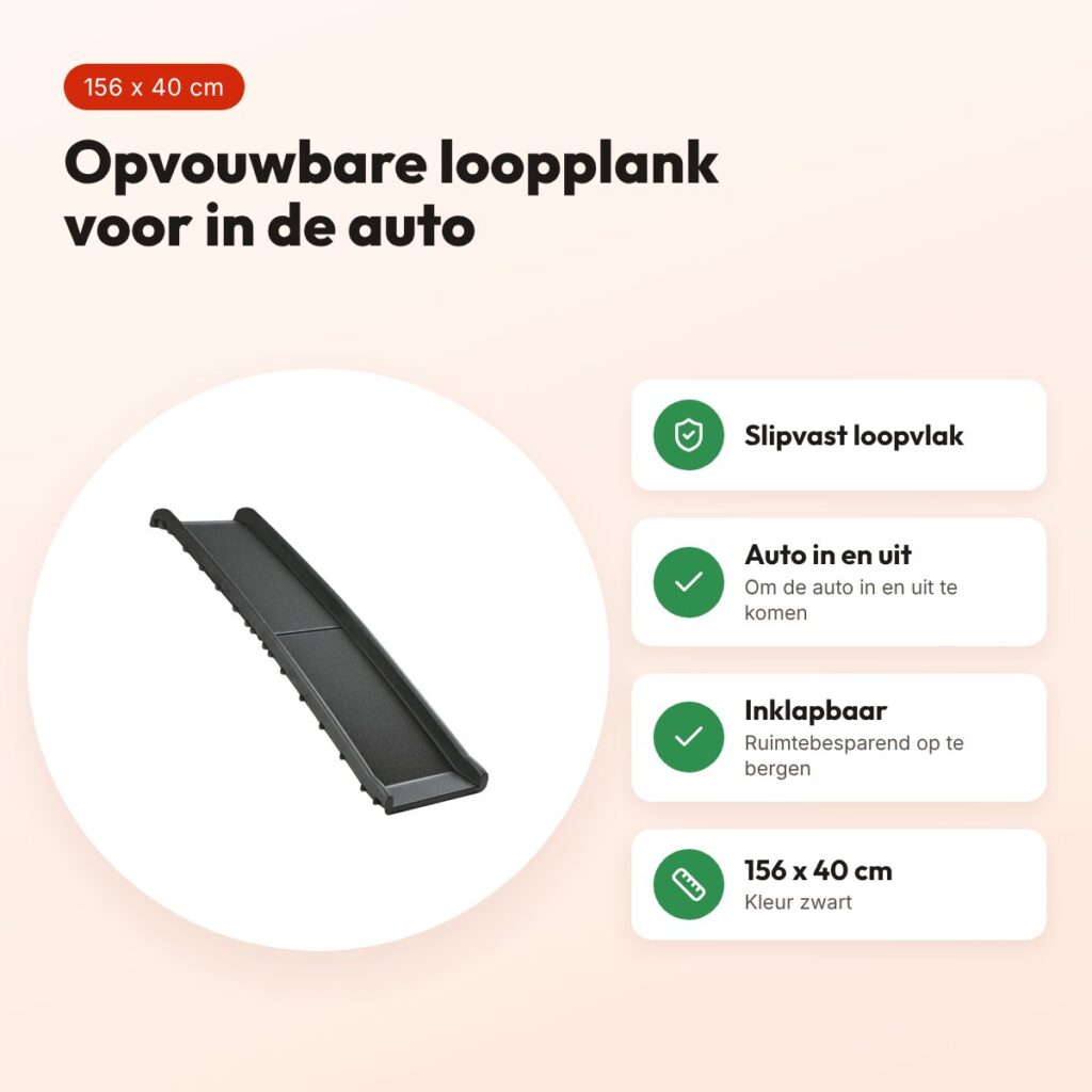 Trixie Car Ramp loopplank opvouwbaar zwart 156 x 40 cm – antislip – voordelen