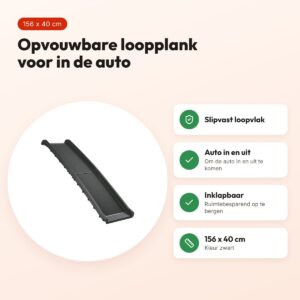 Trixie Car Ramp loopplank opvouwbaar zwart 156 x 40 cm – antislip – voordelen