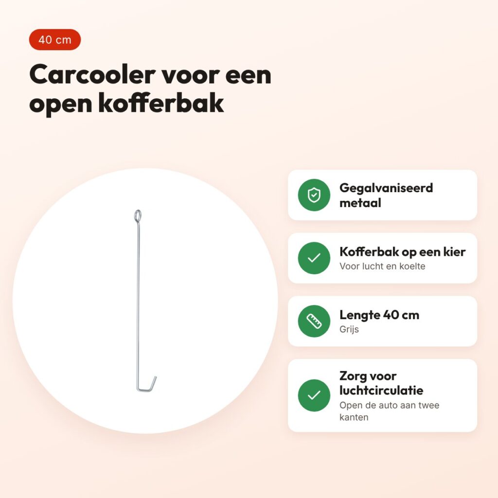 Trixie carcooler 40 cm – gegalvaniseerd metaal, kofferbak open houden – voordelen
